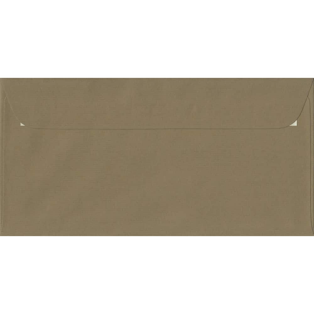 Olive Green 114mm x 224mm Envelopes. 100 Green 100gsm DL+ Envelopes. Peel/Seal.
