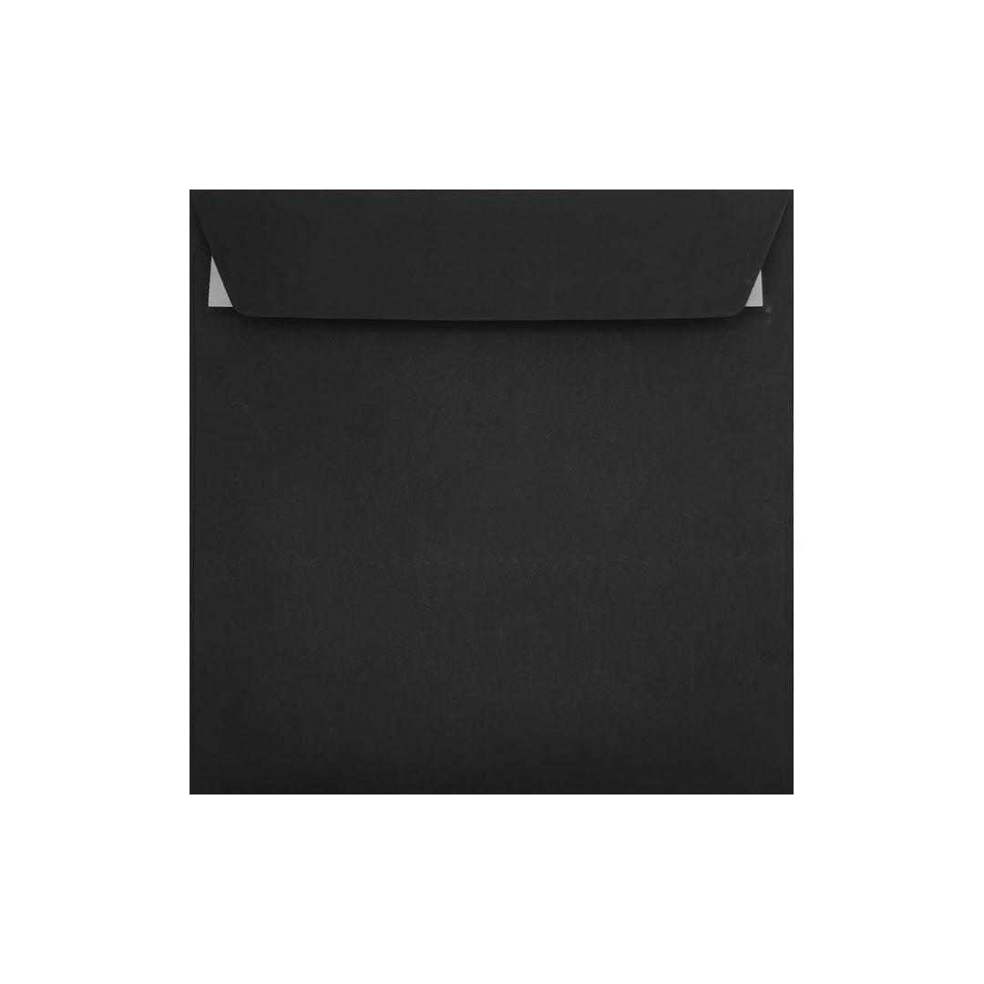 Matt Black 155mm x 155mm Square Envelope. Peel/Seal. 120gsm Wallet Flap.