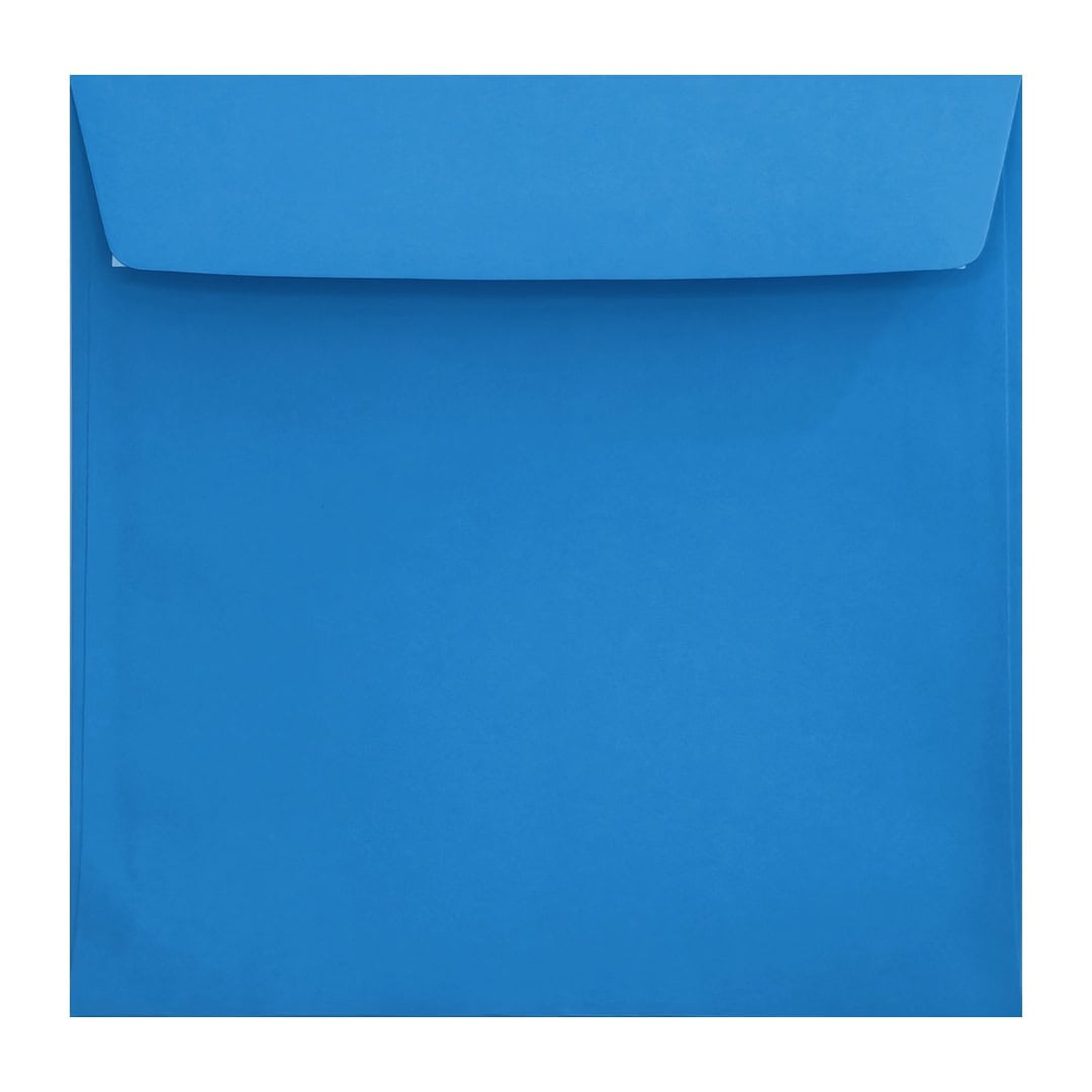 Bright Blue 220mm x 220mm Large Square Envelope. Peel/Seal. 120gsm Wallet Flap.