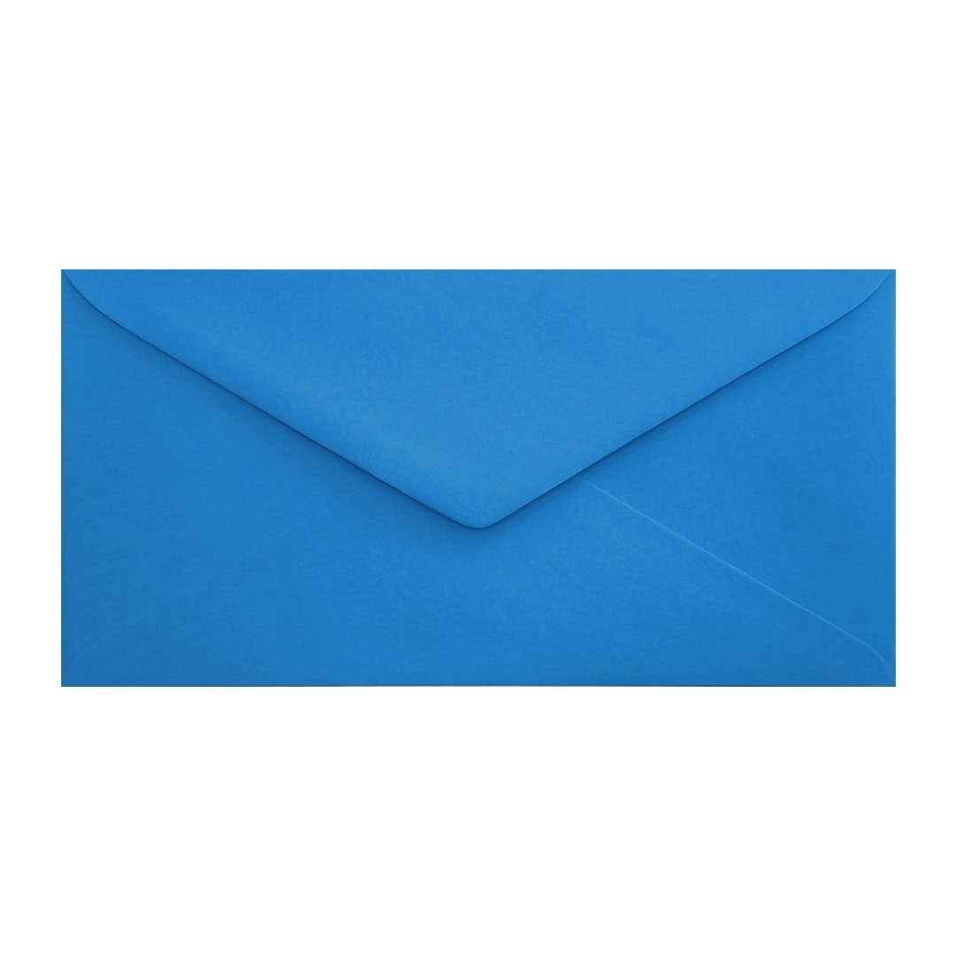 Bright Blue 110mm x 220mm DL Envelope. Gummed. 120gsm V-Flap.