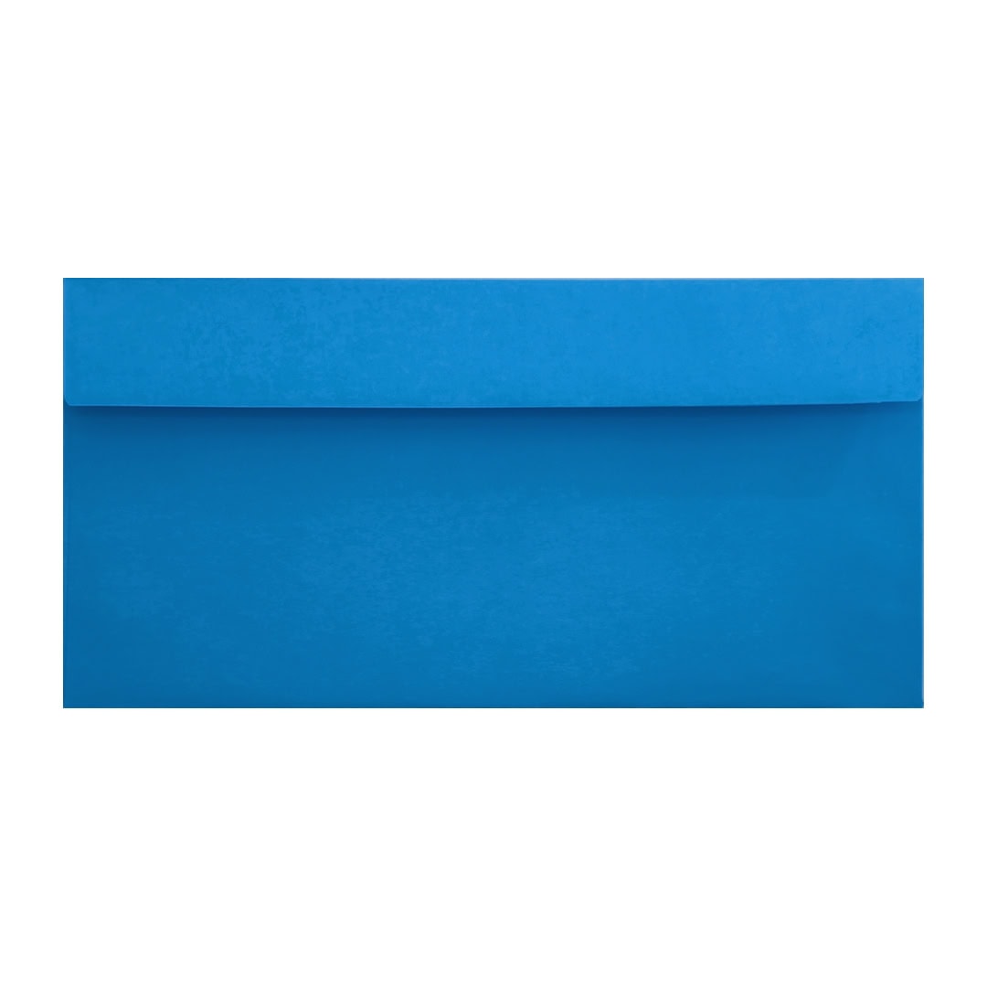 100 Bright Blue 110mm x 220mm DL Envelopes. Peel/Seal. 120gsm Wallet Flap. Value Pack.