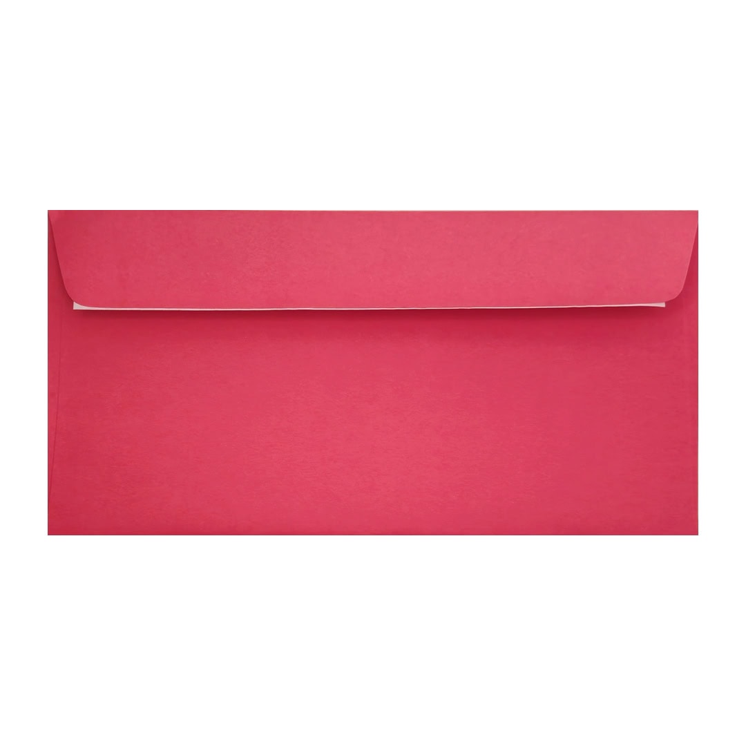 Bright Pink 110mm x 220mm DL Envelope. Peel/Seal. 120gsm Wallet Flap.