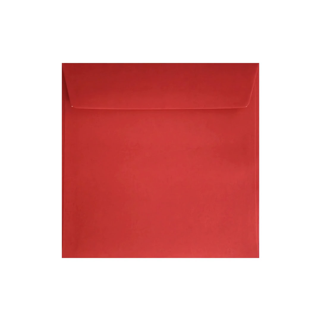 Bright Red 155mm x 155mm Square Envelope. Peel/Seal. 120gsm Wallet Flap.