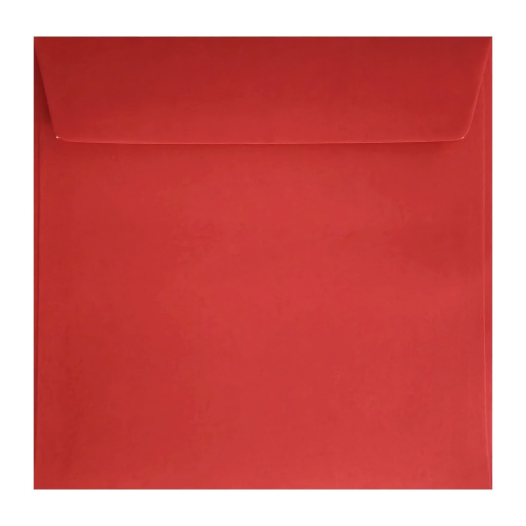 Bright Red 220mm x 220mm Large Square Envelope. Peel/Seal. 120gsm Wallet Flap.