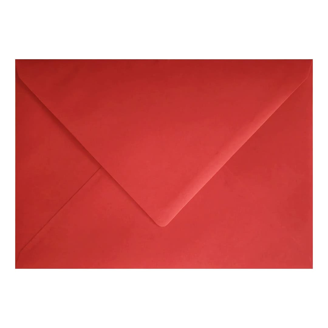 100 Bright Red 162mm x 229mm C5 Envelopes. Gummed. 120gsm V-Flap. Value Pack.
