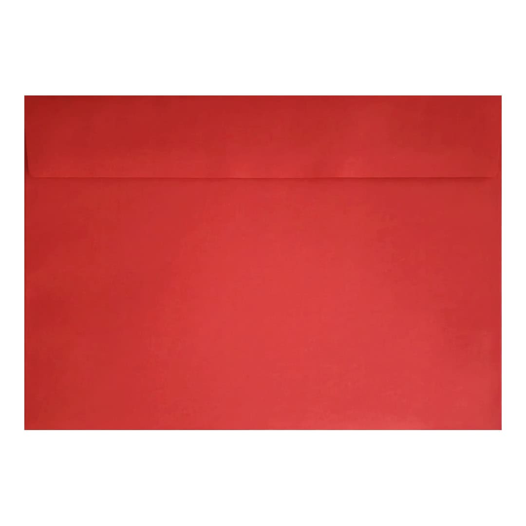 100 Bright Red 162mm x 229mm C5 Envelopes. Peel/Seal. 120gsm Wallet Flap. Value Pack.