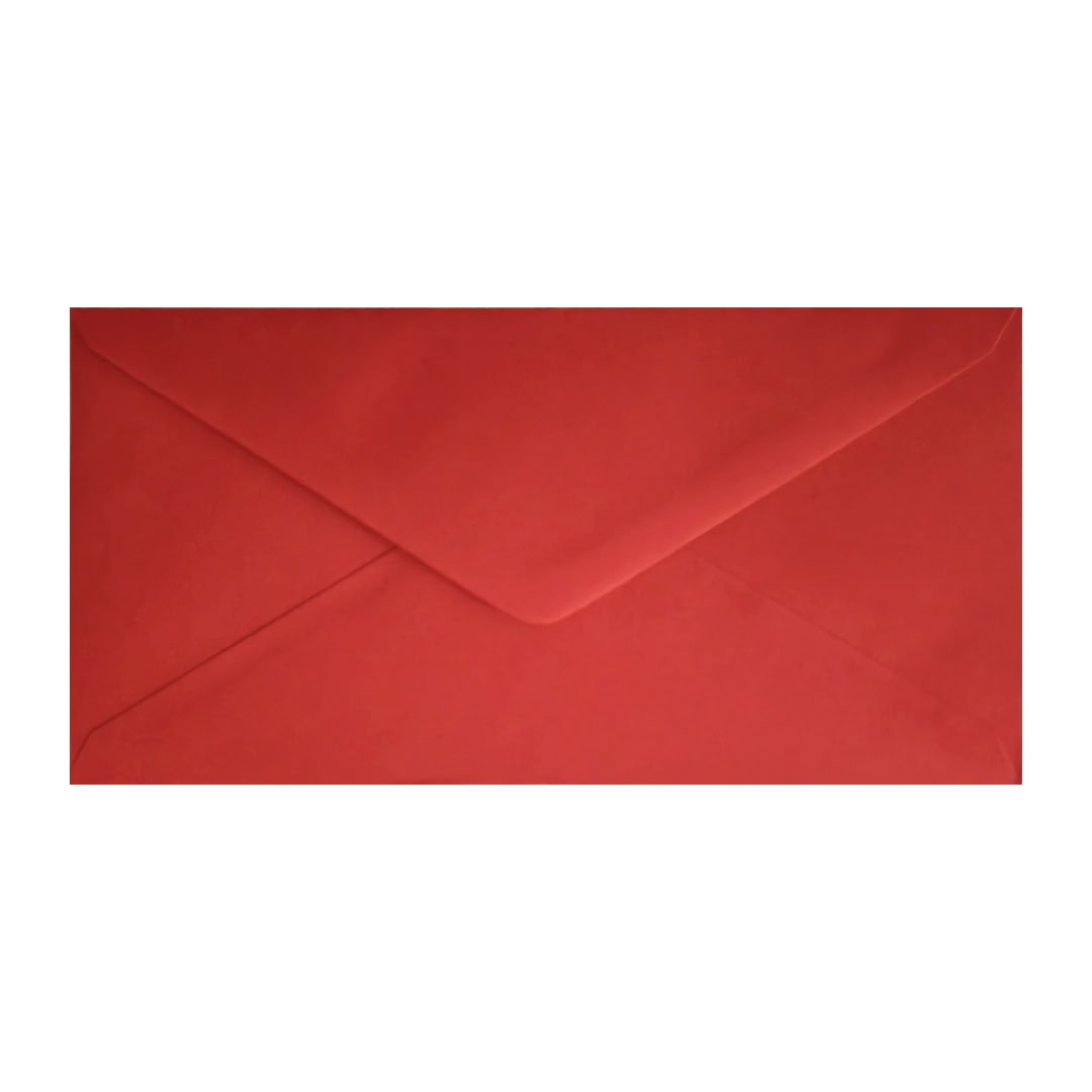 Bright Red 110mm x 220mm DL Envelope. Gummed. 120gsm V-Flap.