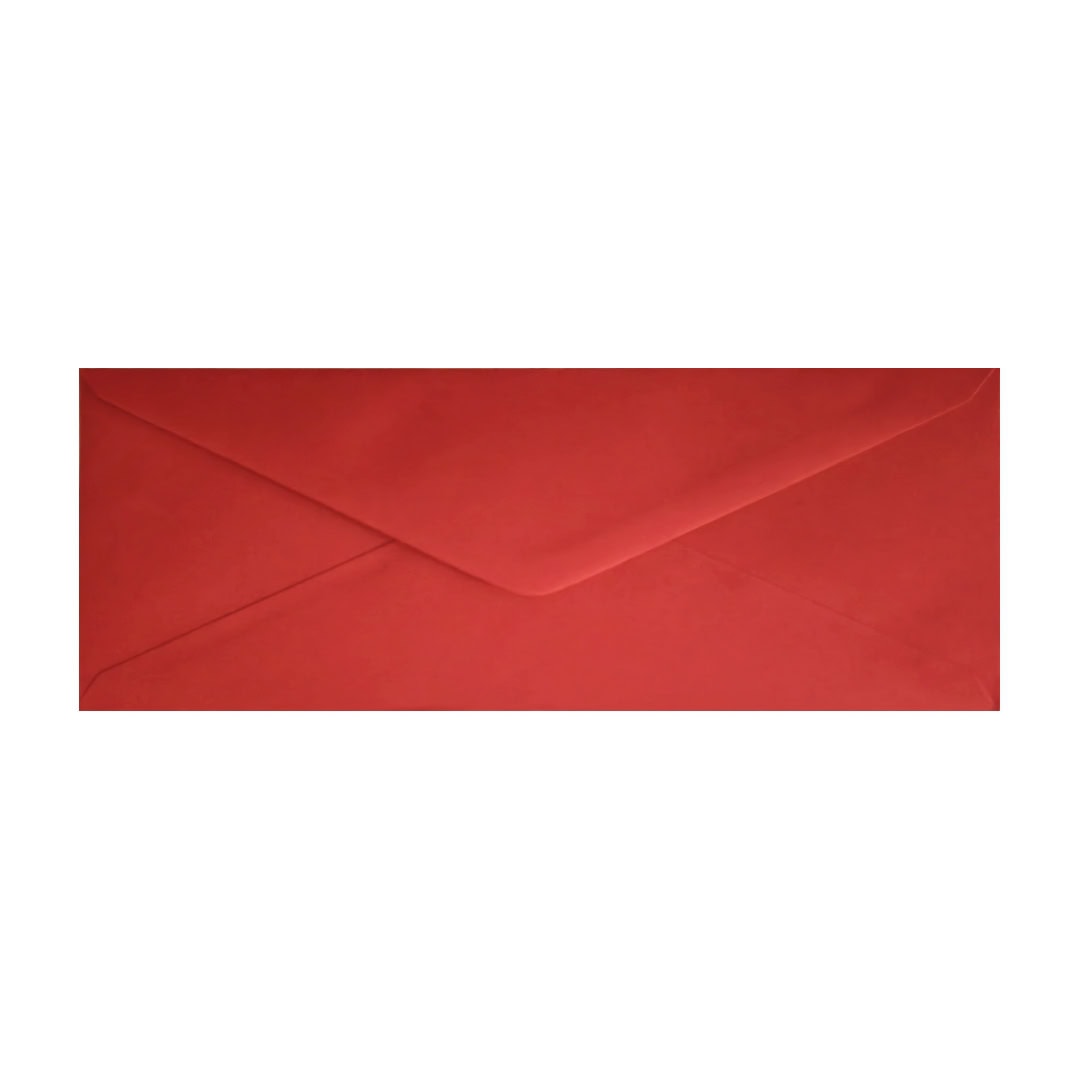 Bright Red 80mm x 215mm Letterbox Style Envelope. Gummed. 120gsm V-Flap.