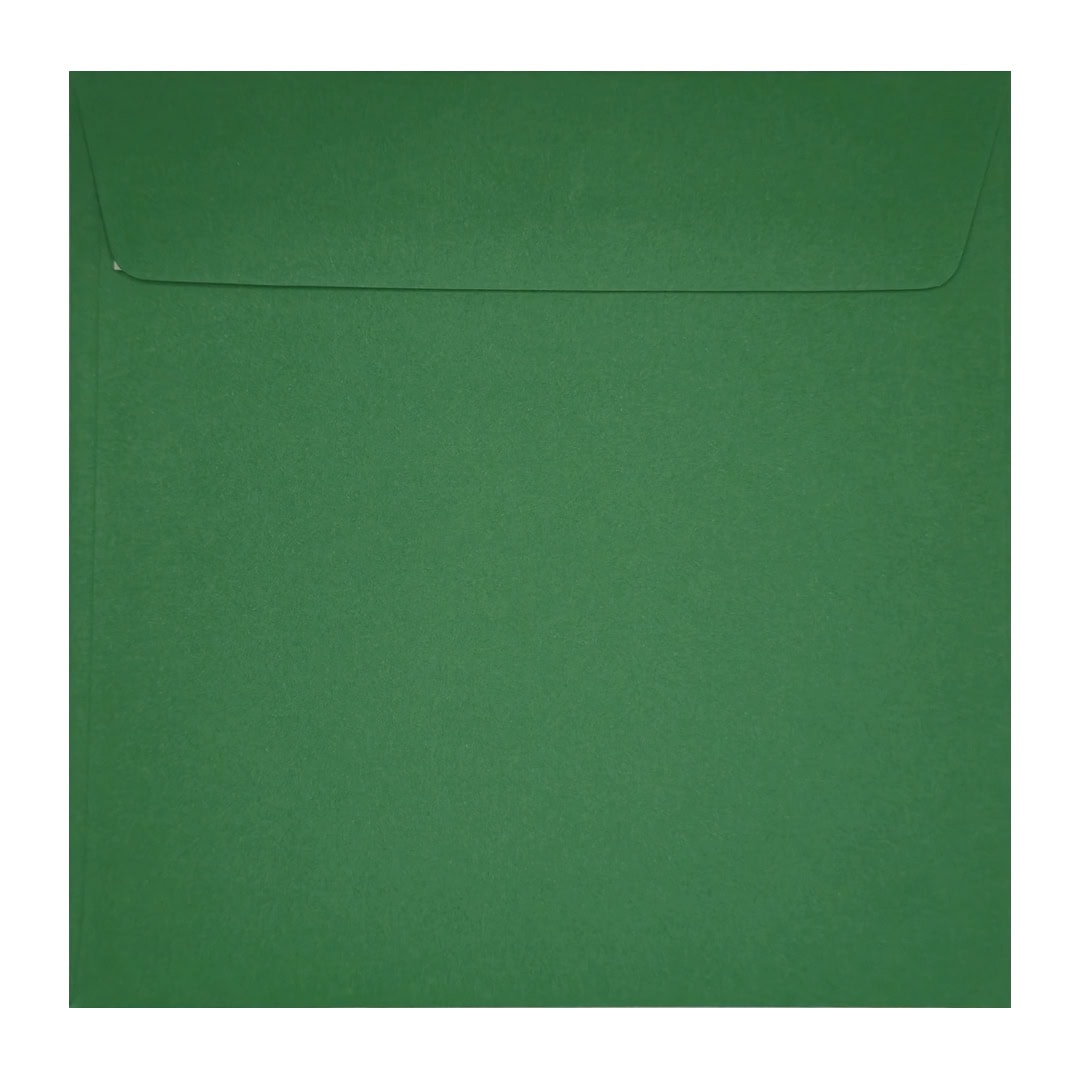 Deep Green 220mm x 220mm Large Square Envelope. Peel/Seal. 120gsm Wallet Flap.