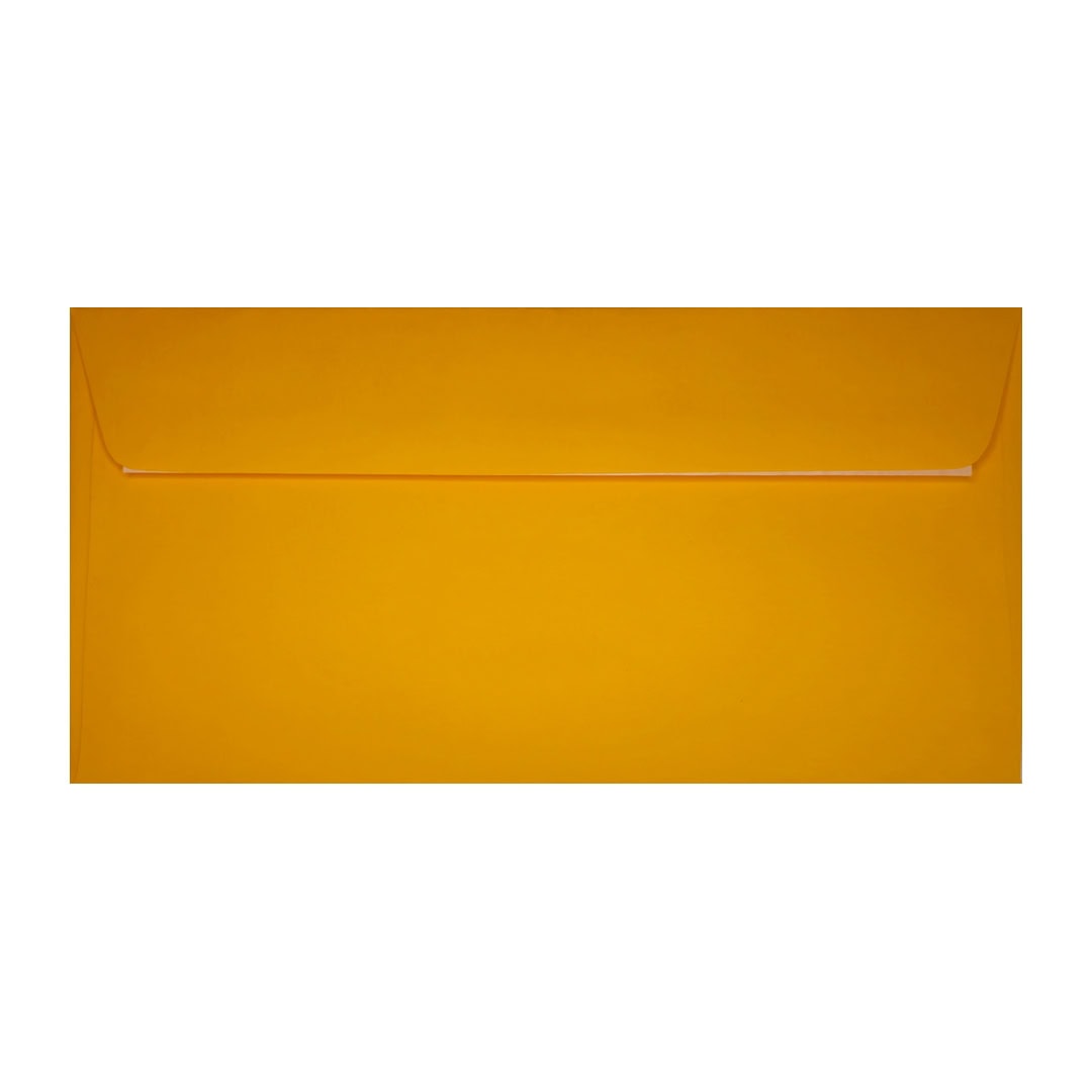 Dark Yellow 110mm x 220mm DL Envelope. Peel/Seal. 120gsm Wallet Flap.