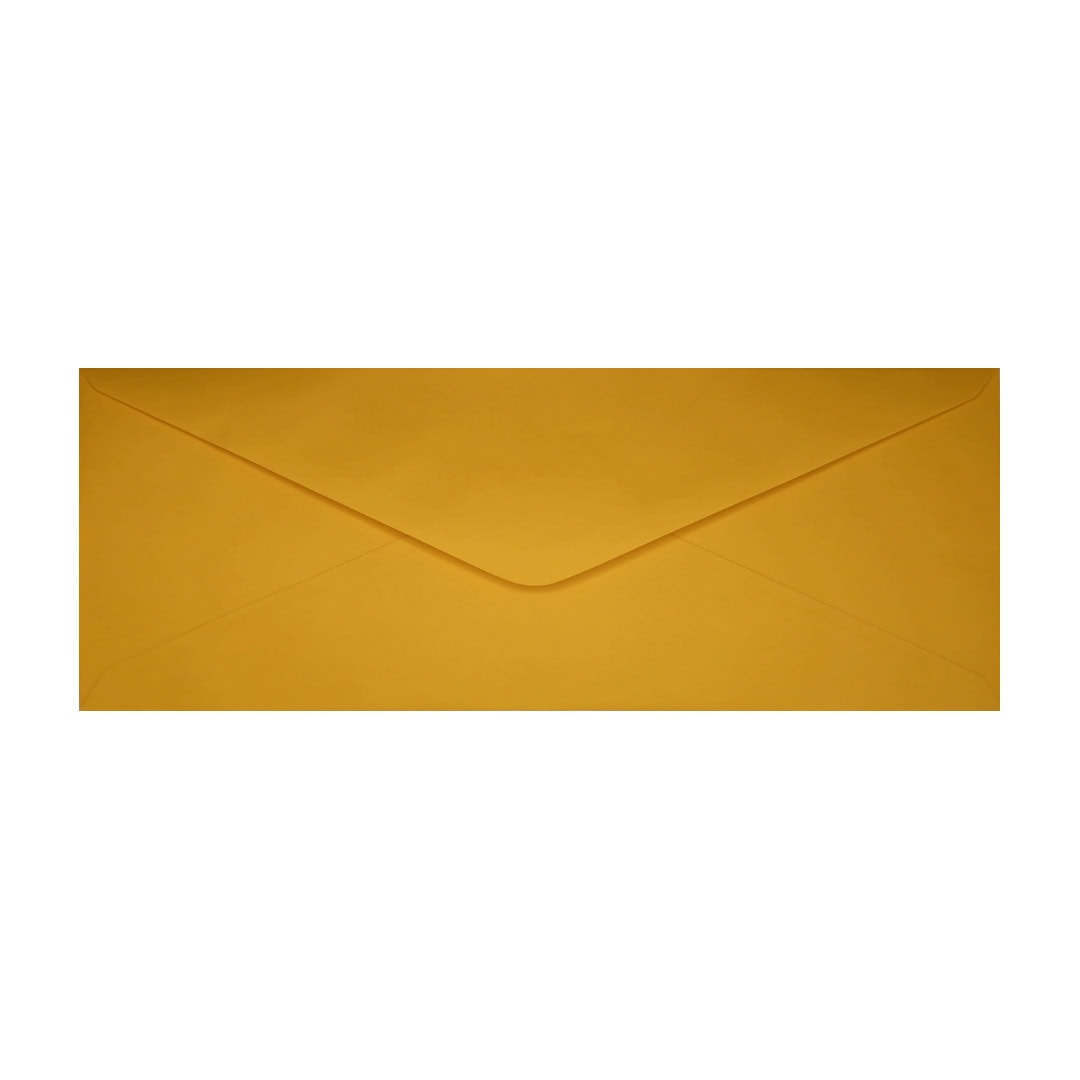 Dark Yellow 80mm x 215mm Letterbox Style Envelope. Gummed. 120gsm V-Flap.