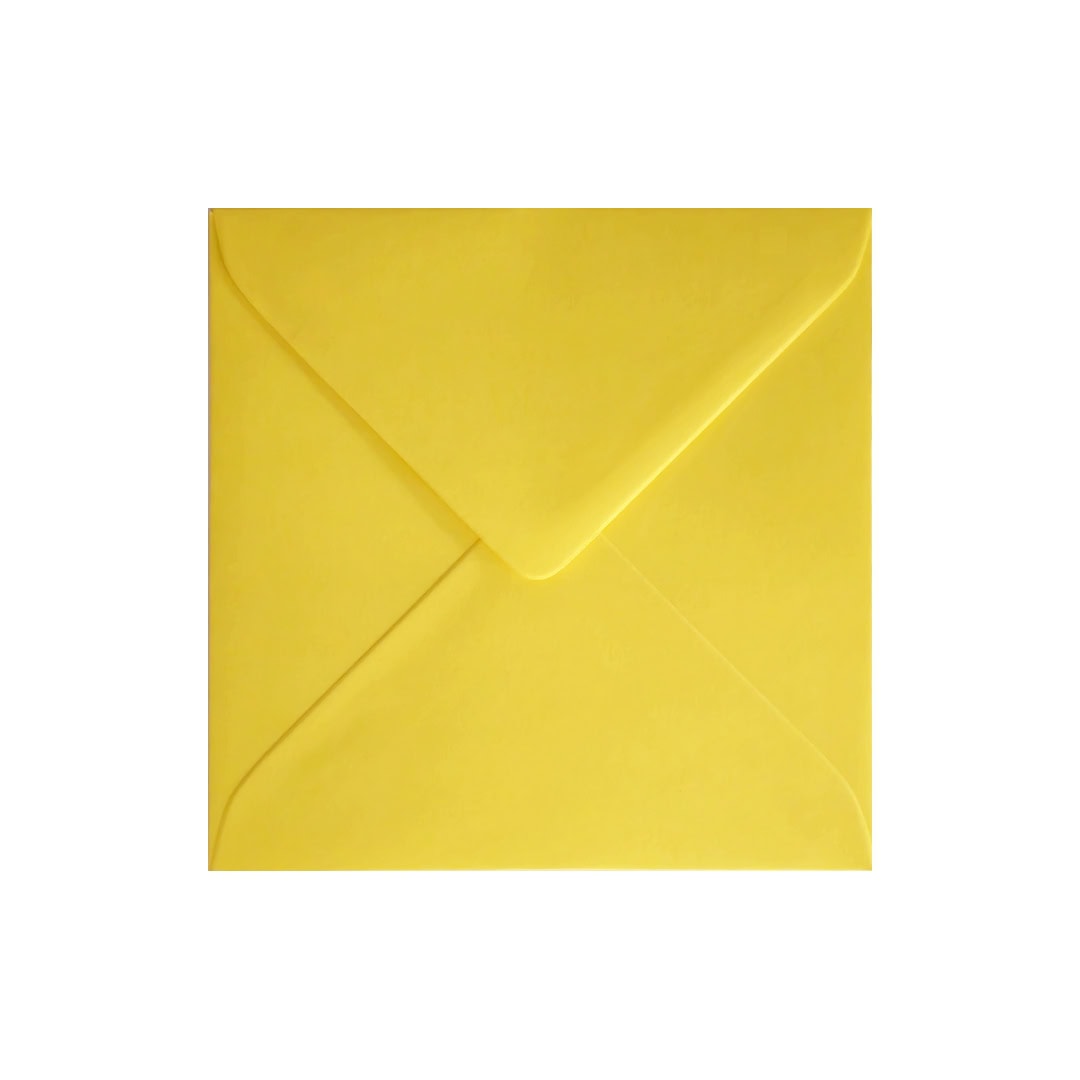 Mid Yellow 155mm x 155mm Square Envelope. Gummed. 120gsm V-Flap.