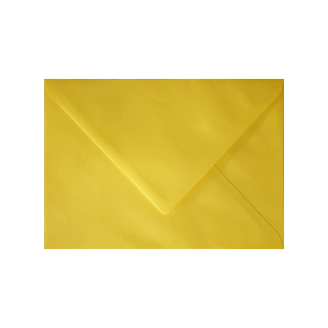 Mid Yellow 133mm x 184mm 5×7 Inch Envelope. Gummed. 120gsm V-Flap.