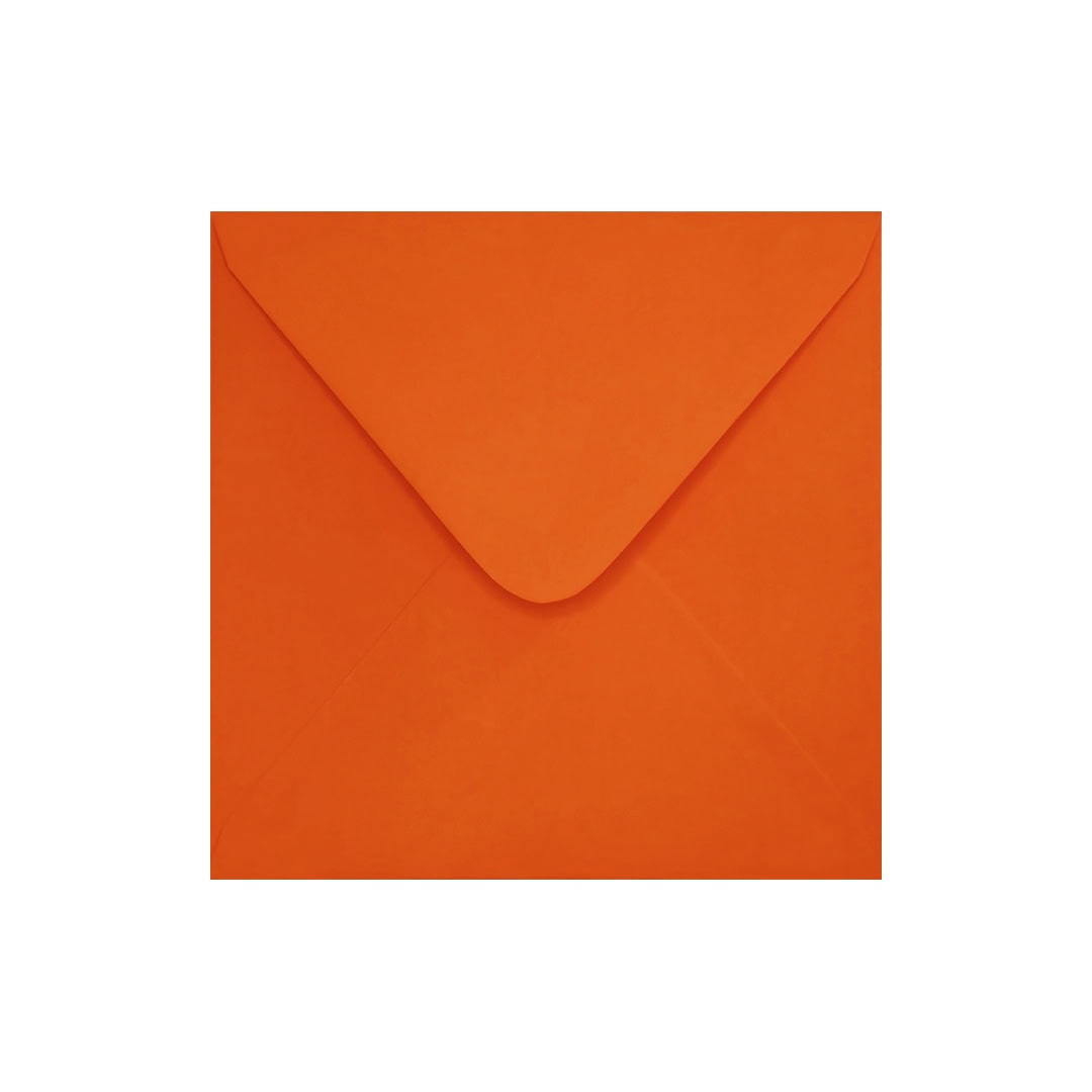 Orange 155mm x 155mm Square Envelope. Gummed. 120gsm V-Flap.