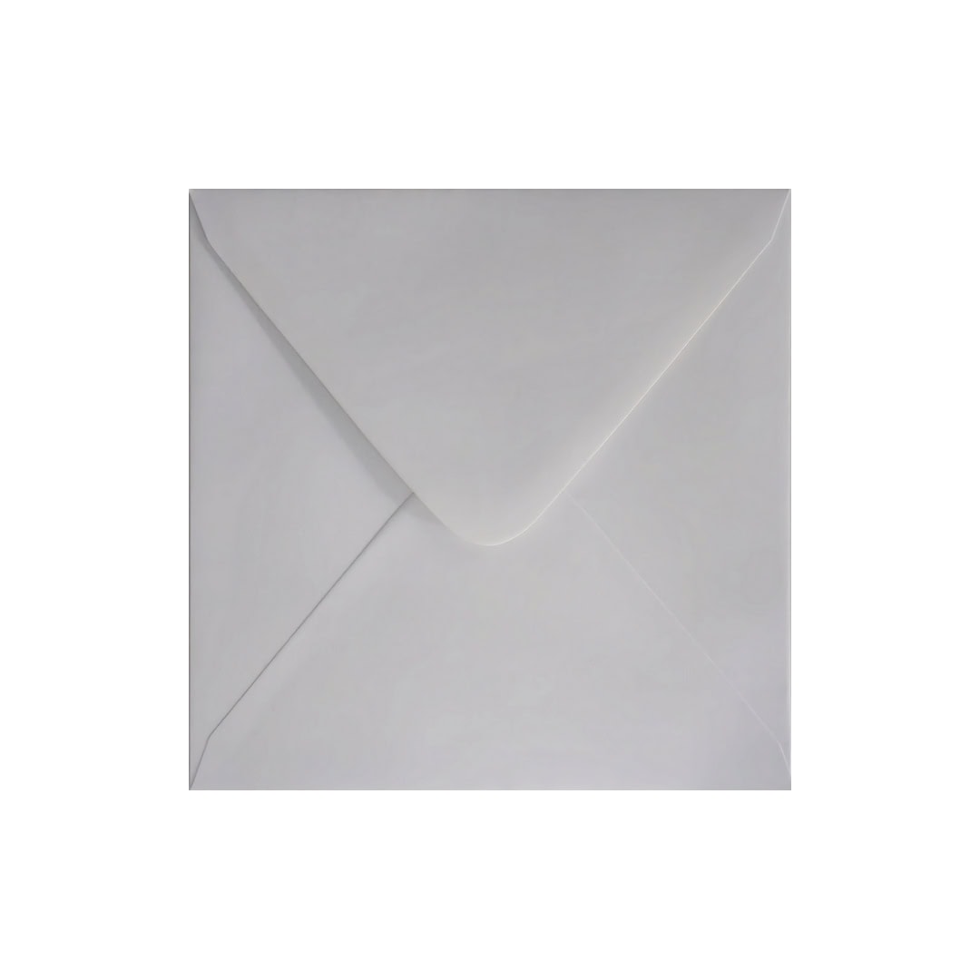 Pure White 155mm x 155mm Square Envelope. Gummed. 120gsm V-Flap.
