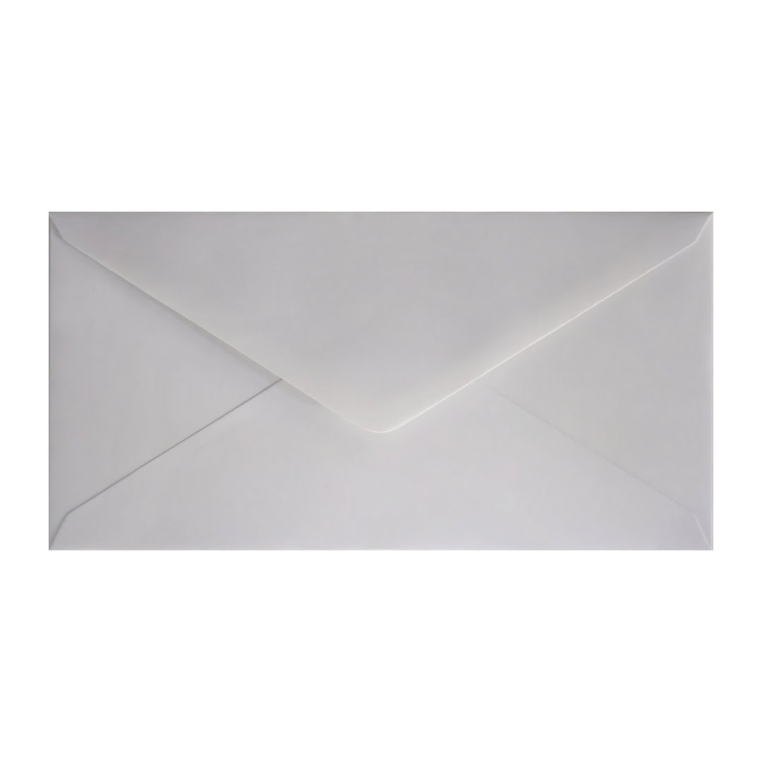 Pure White 110mm x 220mm DL Envelope. Gummed. 120gsm V-Flap.