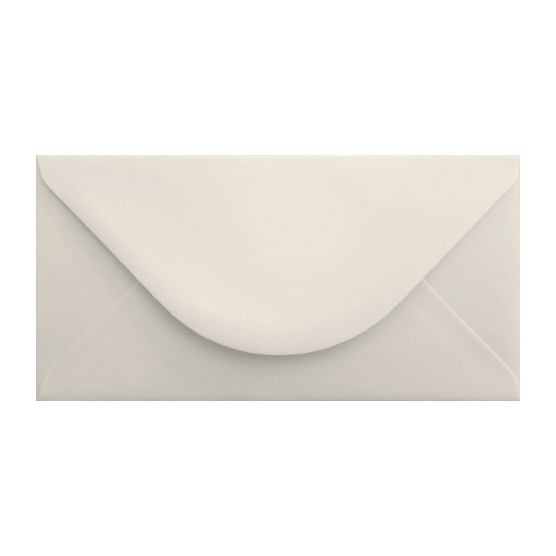 White DL Envelope. Gummed Flap. Diamond Pearl 120gsm Wove Finish. 110mm x 220mm.