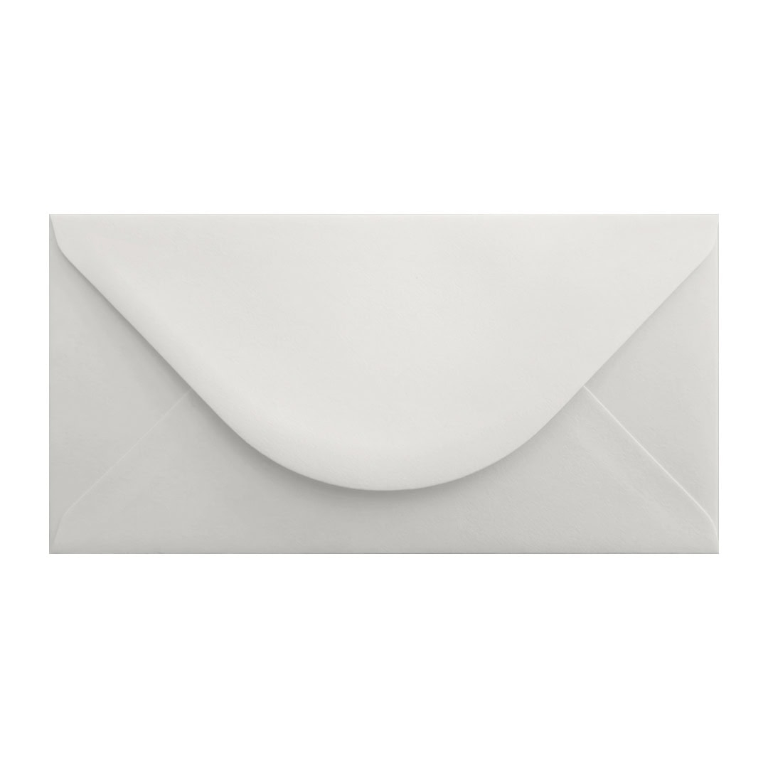 White DL Envelope. Gummed Flap. Diamond White 135gsm Wove Finish. 110mm x 220mm.