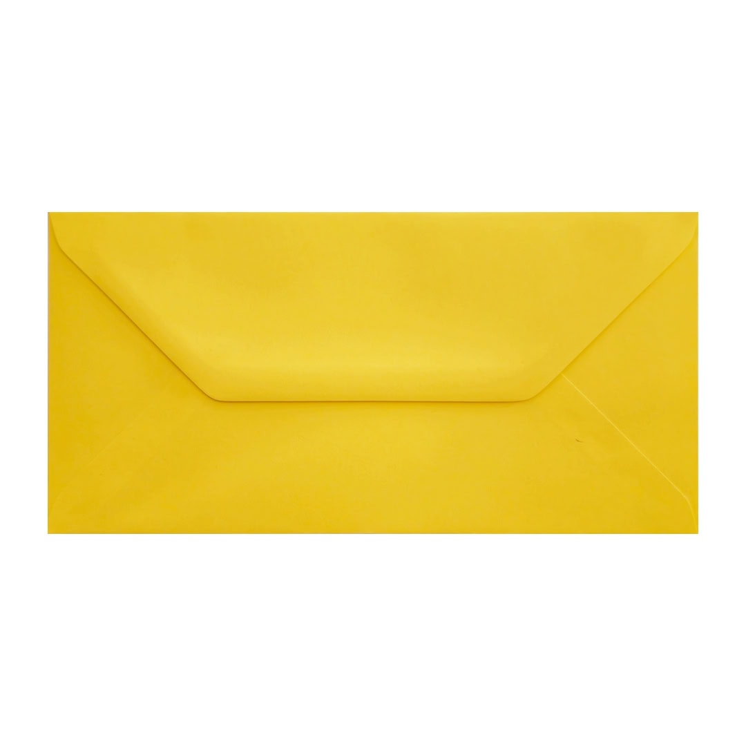 Sunflower Yellow 110mm x 220mm Envelope. Yellow 100gsm DL Envelope. Gummed.