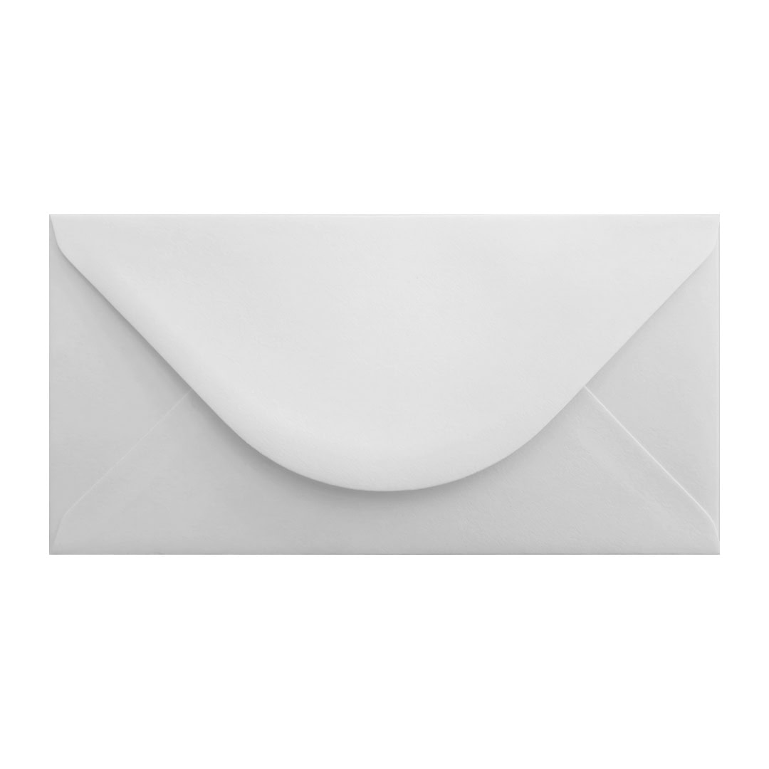 White 110mm x 220mm Envelope. White 100gsm DL Envelope. Gummed.