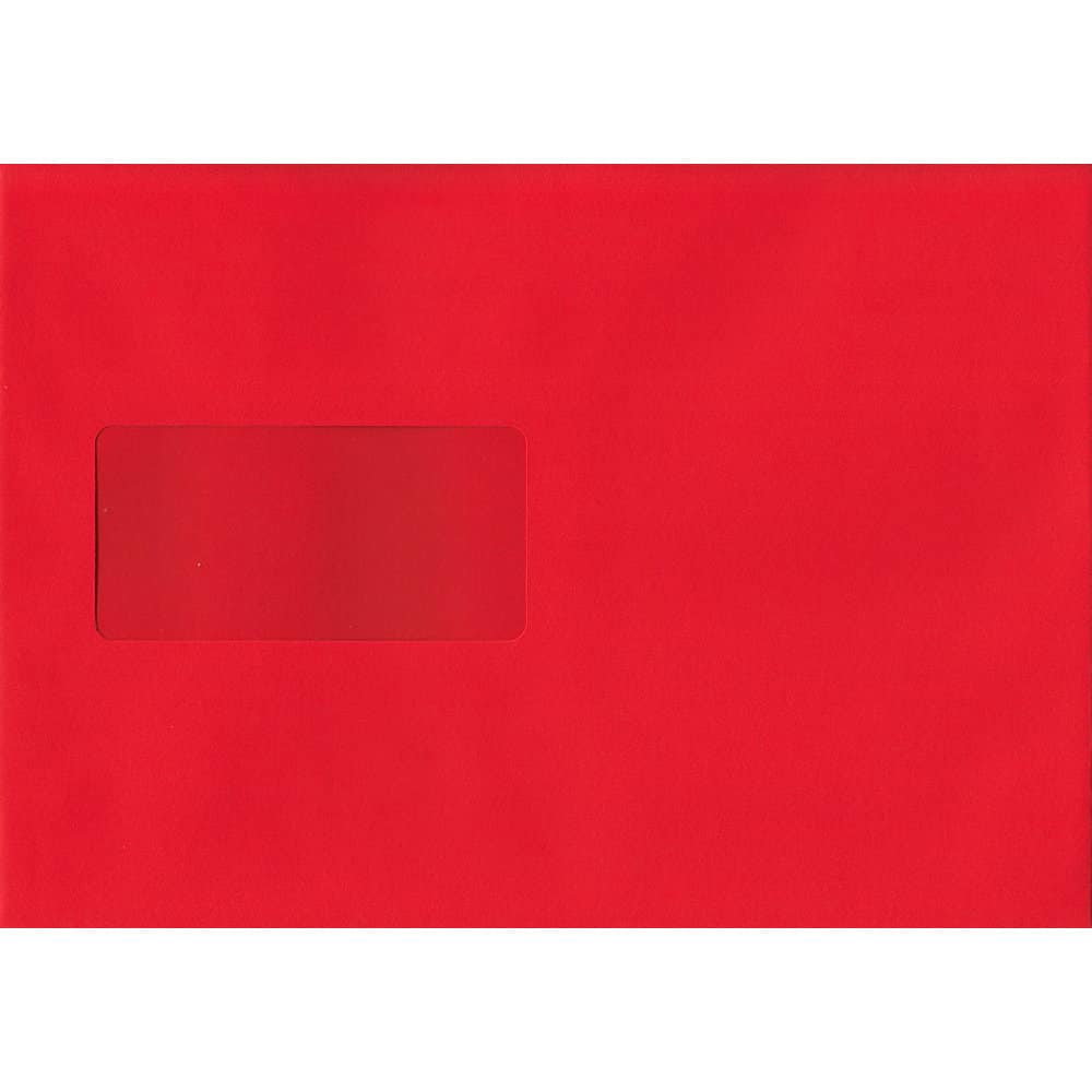 Pillar Box Red Windowed 162mm x 229mm 120gsm Peel/Seal C5/A5/Half A4 Sized Envelope