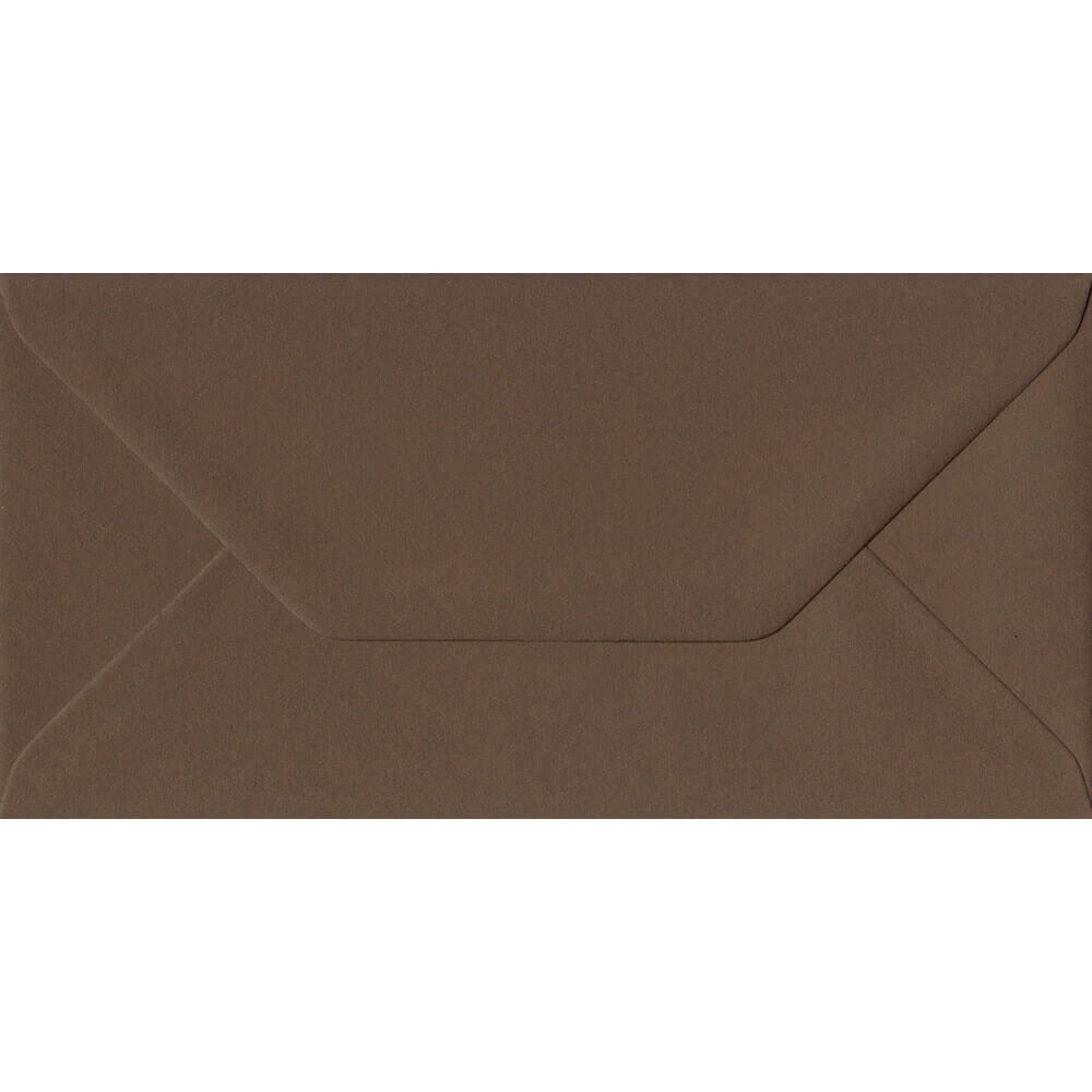 Chocolate Brown 110mm x 220mm 100gsm Gummed DL/Tri-Fold A4 Sized Envelope