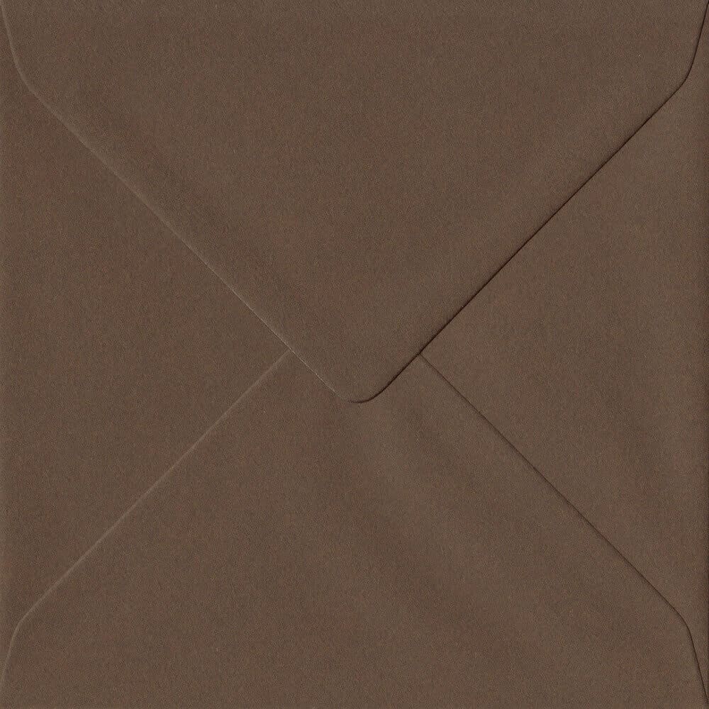 Chocolate Brown 155mm x 155mm 100gsm Gummed Square Sized Envelope