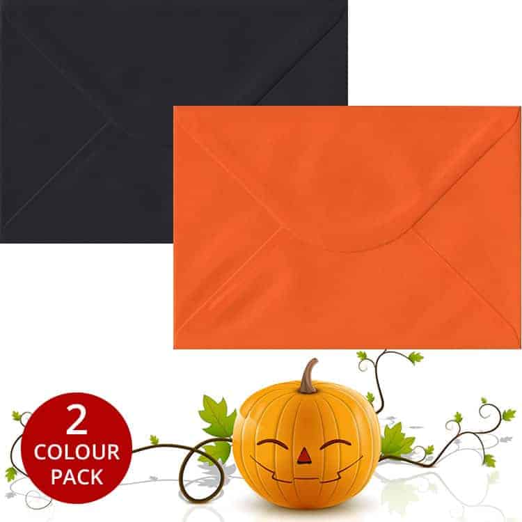 Halloween Pack - 50 C5 Gummed Envelopes In Black & Orange