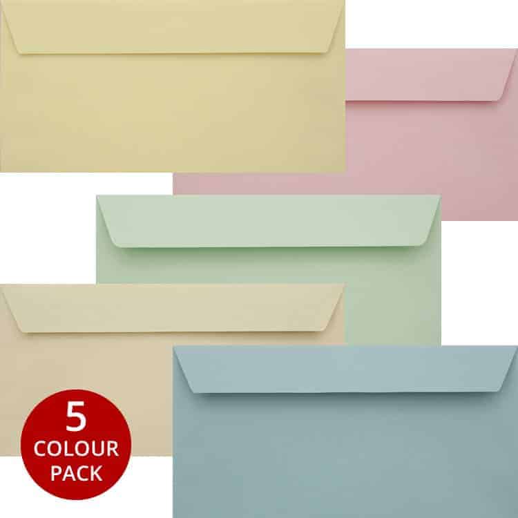 Premium Pastel Pack - 50 Pastel DL Self Seal Luxury 120gsm Envelopes