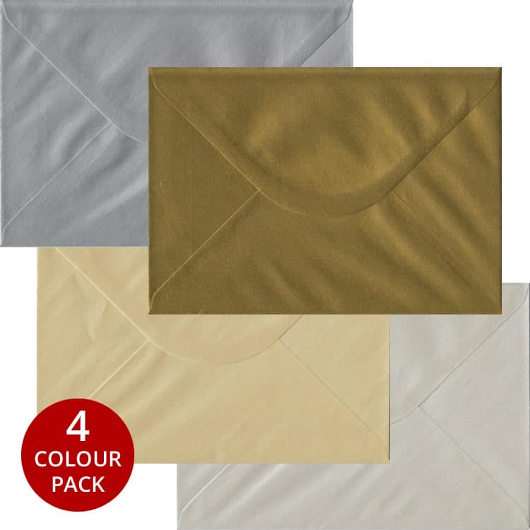 Metallic Pack - 100 C5 Gummed Envelopes In Four Metallic Colours