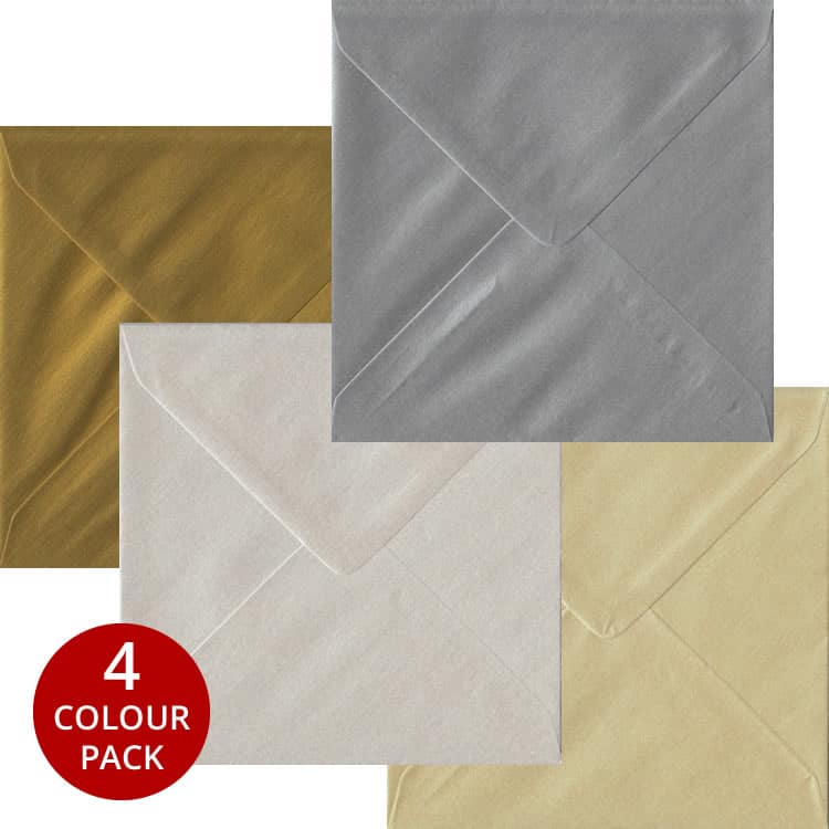 Metallic Pack - 100 S4 Gummed Envelopes In Four Metallic Colours