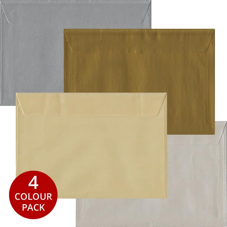 Metallic Pack - 100 C5 Self Seal Envelopes In Four Metallic Colours