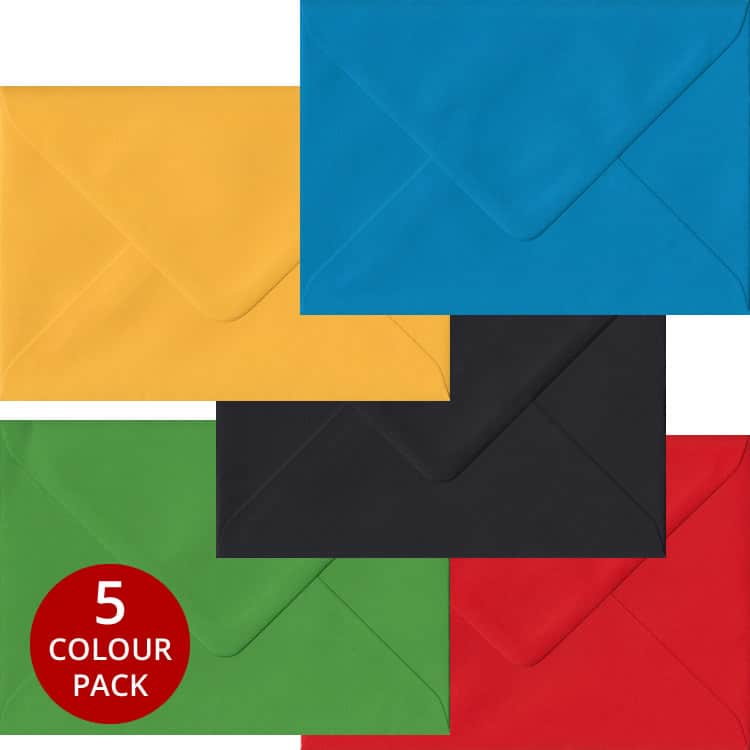 Olympic Pack - 100 C6 Gummed Envelopes In Five Olympic Colours