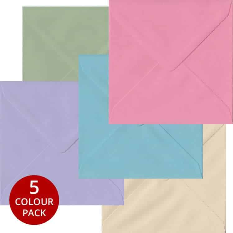 Pastel Pack - 100 S4 Gummed Envelopes In Five Pastel Colours