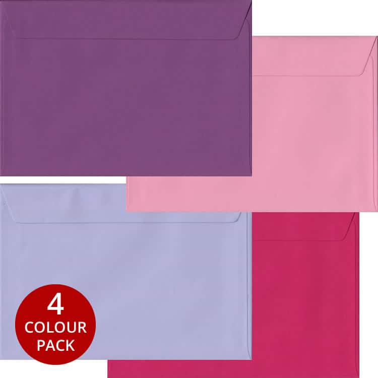 Pink & Purple Pack - 100 C5 Self Seal Envelopes In Four Pink/Purple Colours