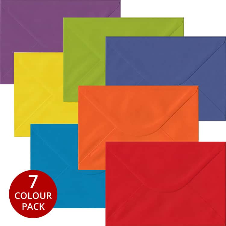 Rainbow Pack - 105 C5 Gummed Envelopes In Seven Different Colours