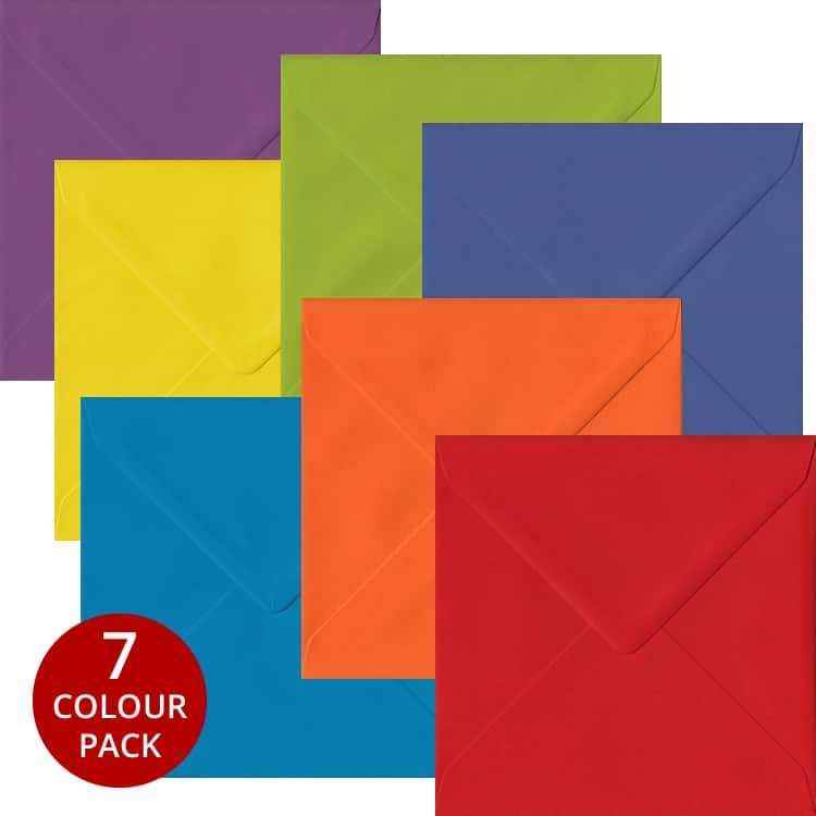 Rainbow Pack - 105 S4 Gummed Envelopes In Seven Different Colours