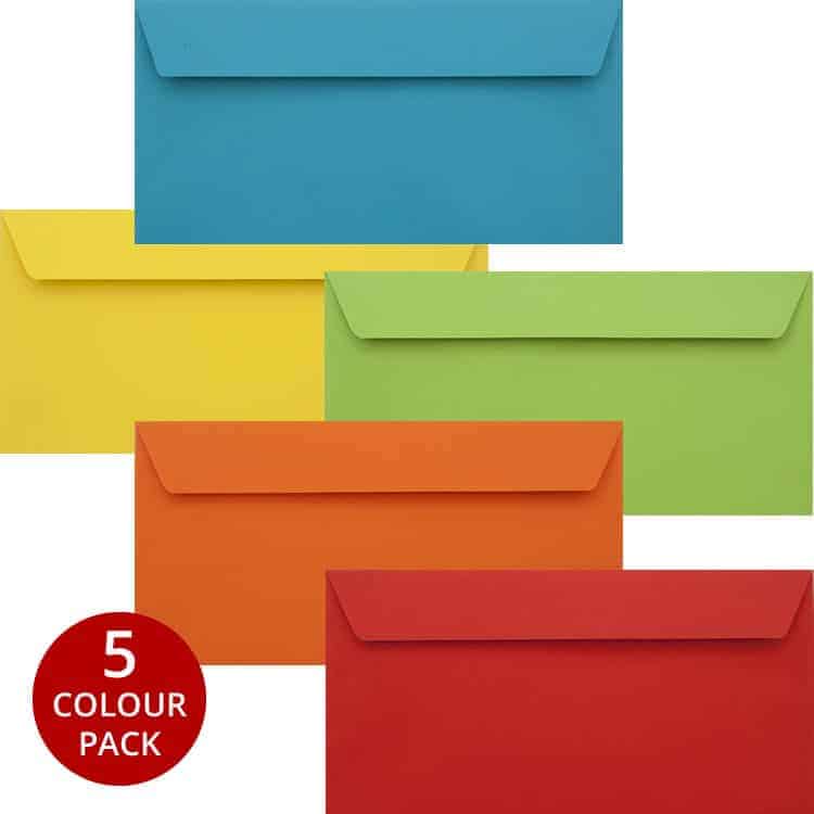 Premium Colour Pack - 50 Vibrant DL Self Seal Luxury 120gsm Envelopes