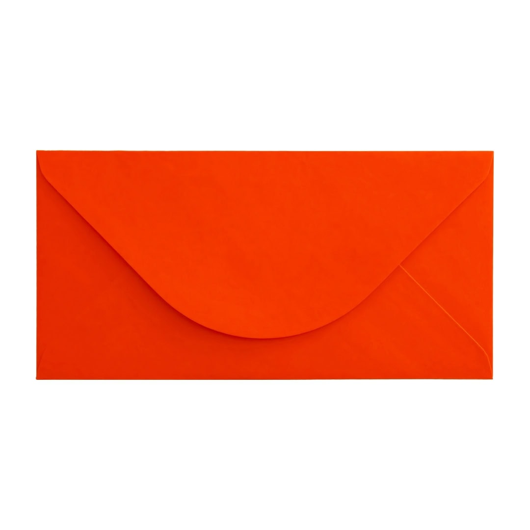 Electric Orange 110mm x 220mm DL Envelope. Gummed. 100gsm V-Flap.