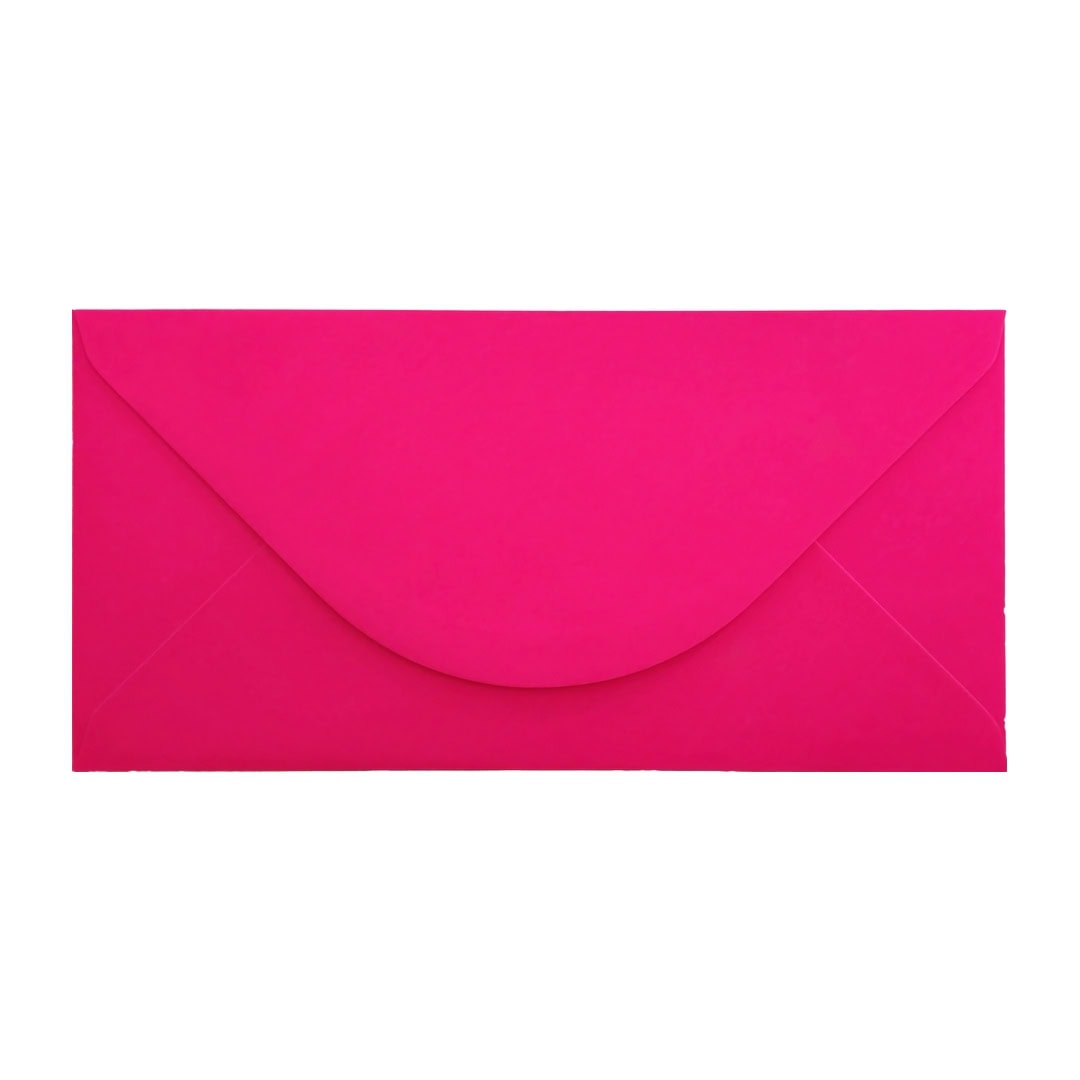 Electric Pink 110mm x 220mm DL Envelope. Gummed. 100gsm V-Flap.