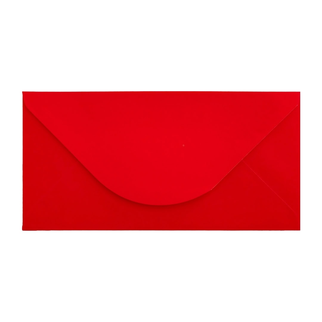 Electric Red 110mm x 220mm DL Envelope. Gummed. 100gsm V-Flap.
