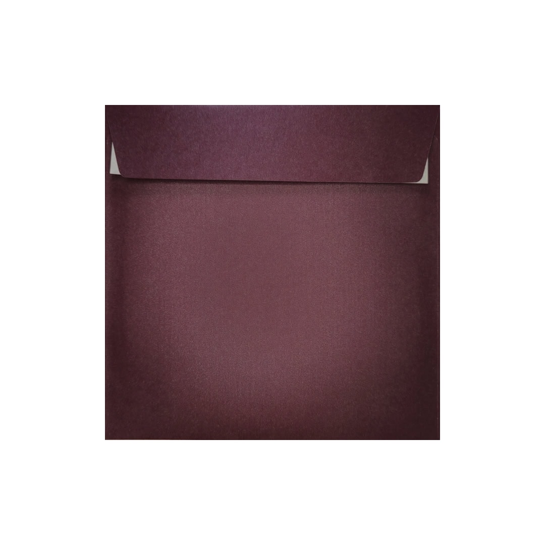 Aubergine 155mm x 155mm Square Pearlescent Envelope. Peel/Seal. 120gsm Wallet Flap.