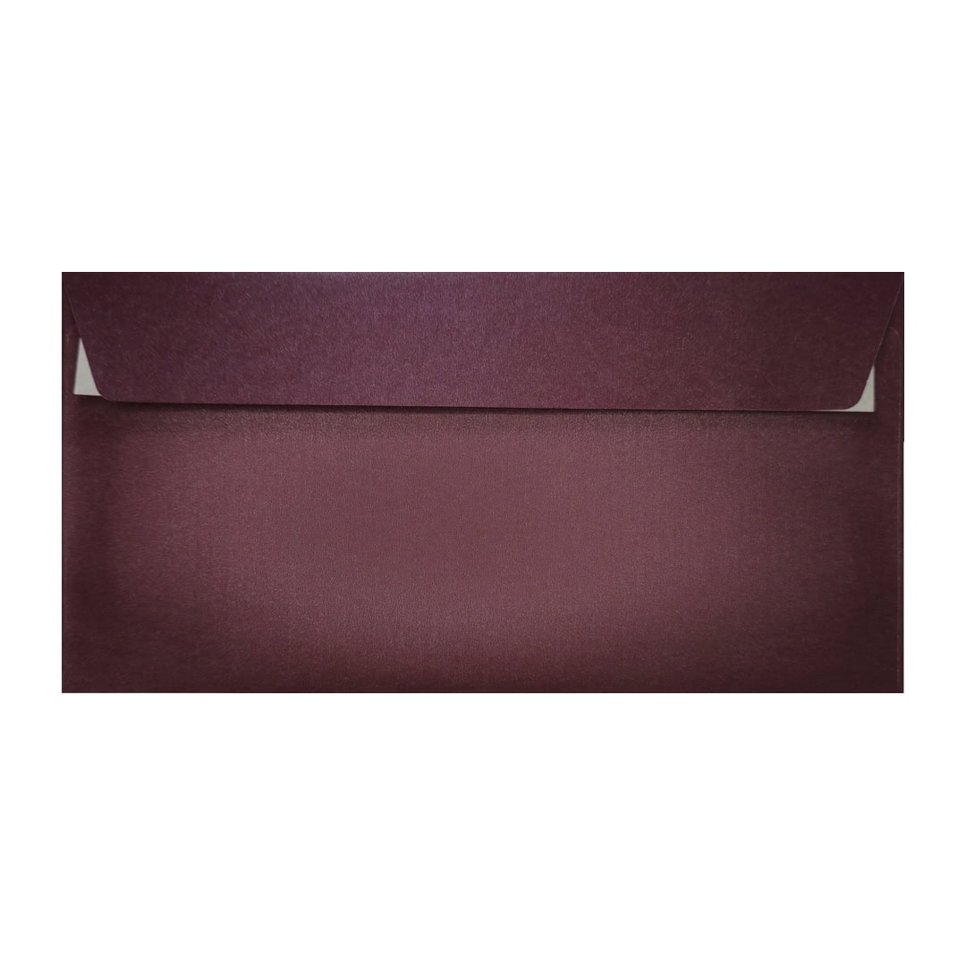 100 Aubergine 110mm x 220mm DL Pearlescent Envelopes. Peel/Seal. 120gsm Wallet Flap. Value Pack.