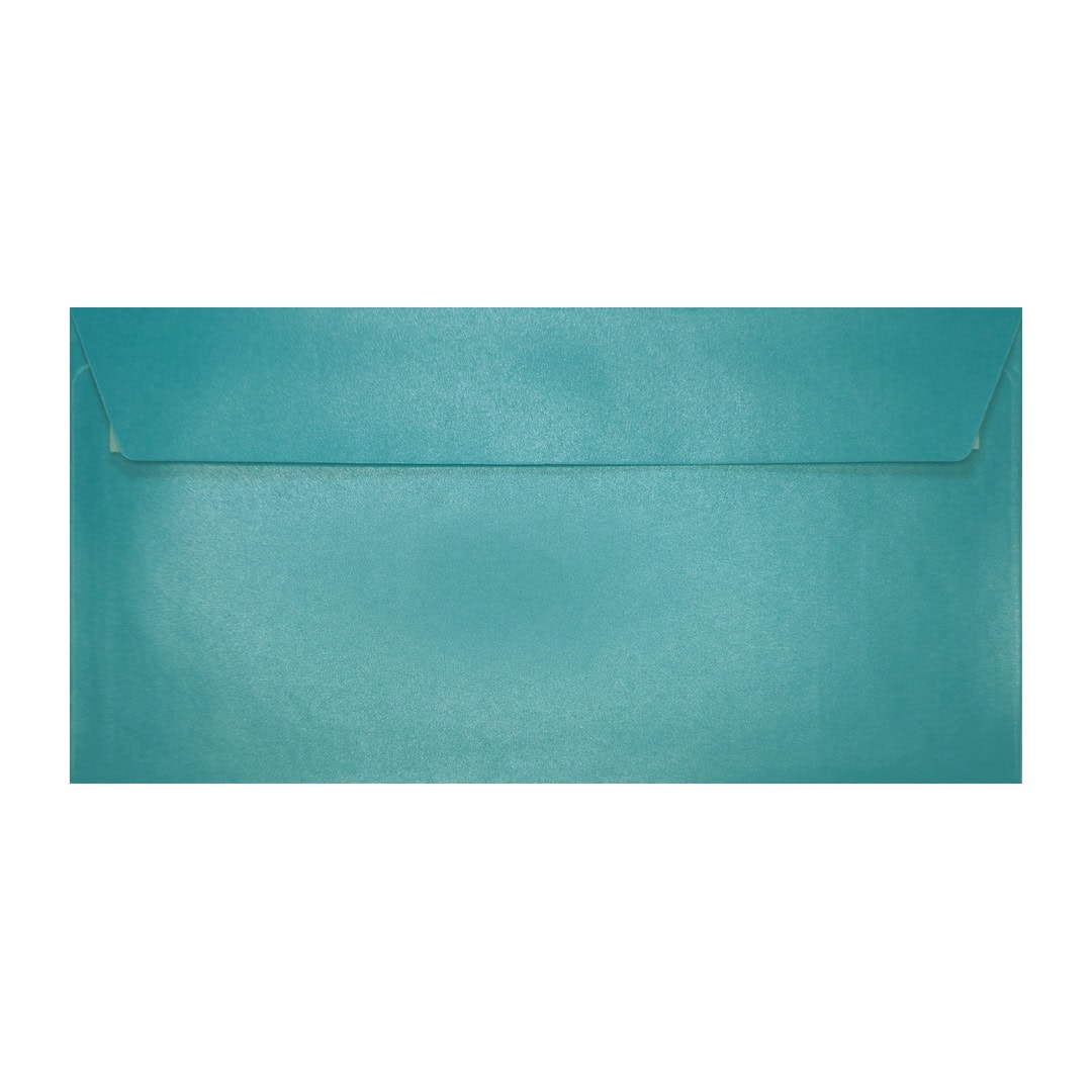 100 Baby Blue 110mm x 220mm DL Pearlescent Envelopes. Peel/Seal. 120gsm Wallet Flap. Value Pack.