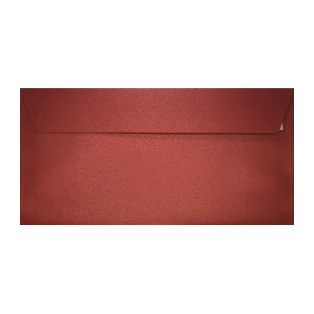 100 Cardinal Red 110mm x 220mm DL Pearlescent Envelopes. Peel/Seal. 120gsm Wallet Flap. Value Pack.