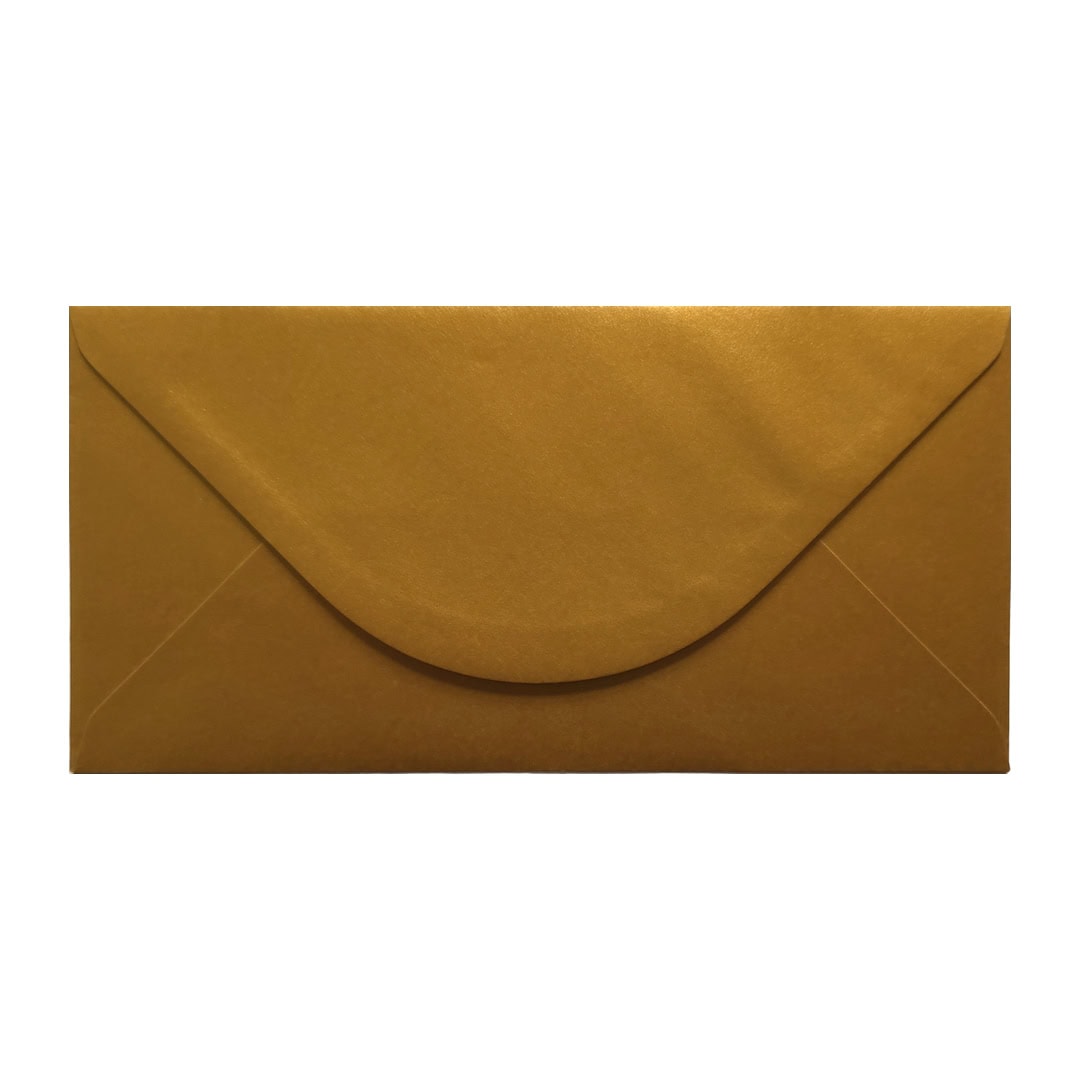 Gold 110mm x 220mm Envelope. Gold 100gsm DL Envelope. Gummed.