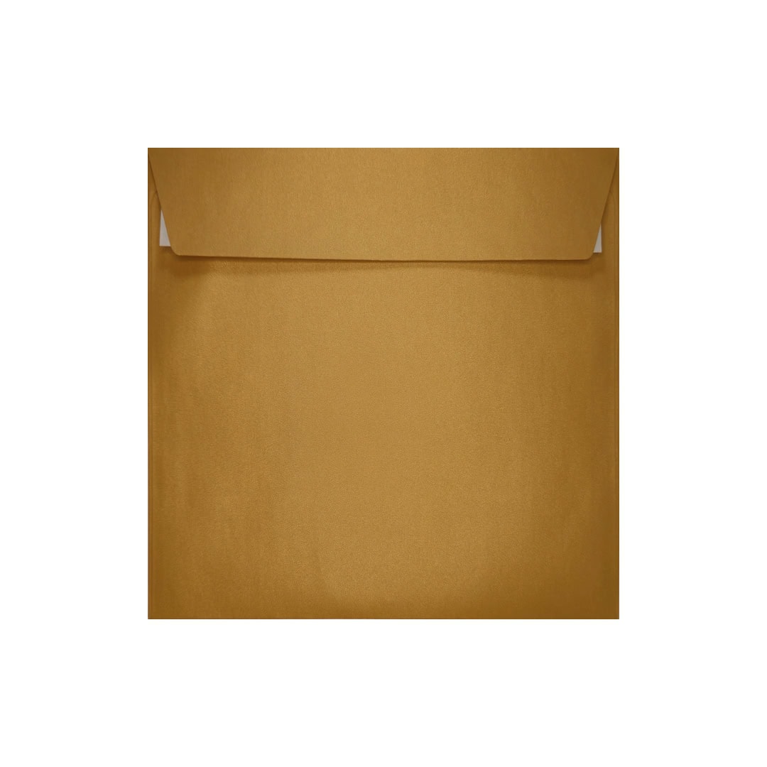Gold 155mm x 155mm Square Pearlescent Envelope. Peel/Seal. 120gsm Wallet Flap.