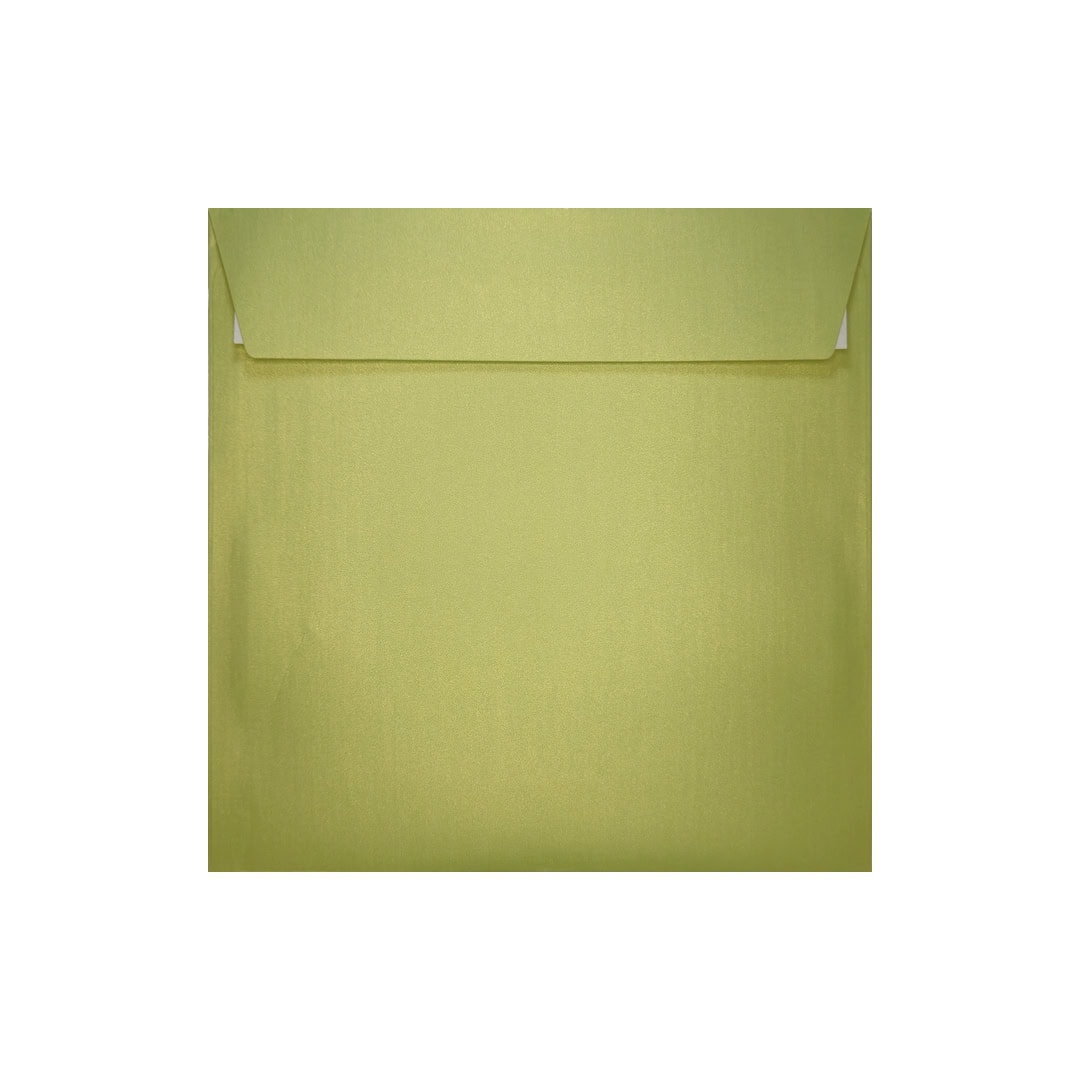 Lime Green 155mm x 155mm Square Pearlescent Envelope. Peel/Seal. 120gsm Wallet Flap.