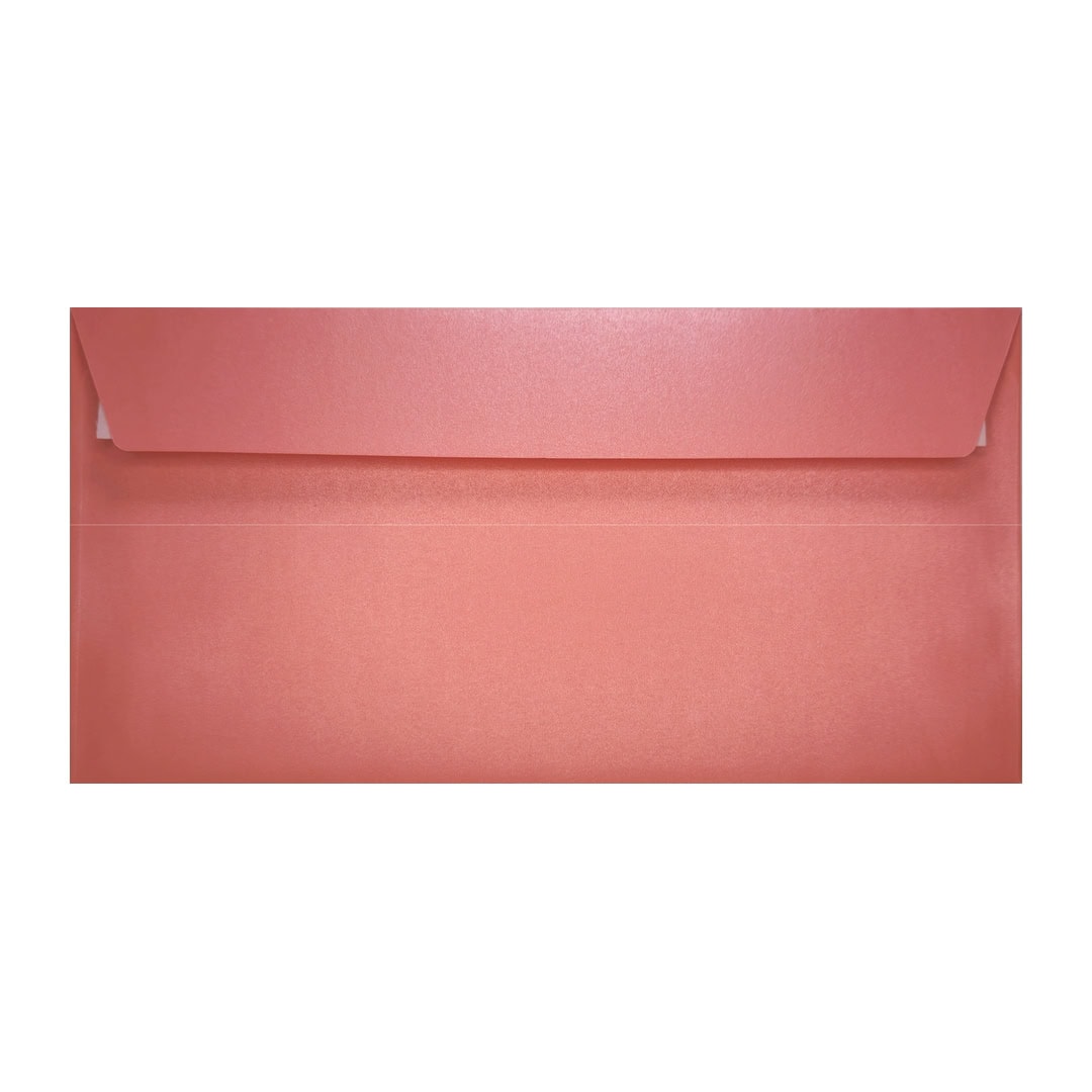 100 Baby Pink 110mm x 220mm DL Pearlescent Envelopes. Peel/Seal. 120gsm Wallet Flap. Value Pack.