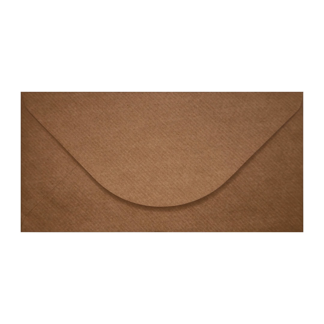 Brown Ribbed 110mm x 220mm Envelope. Brown 100gsm DL Envelope. Gummed.